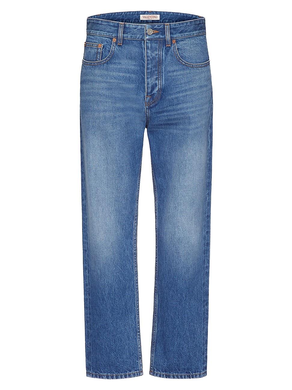 Mens Denim Pants With Embossed Vlogo Signature Product Image