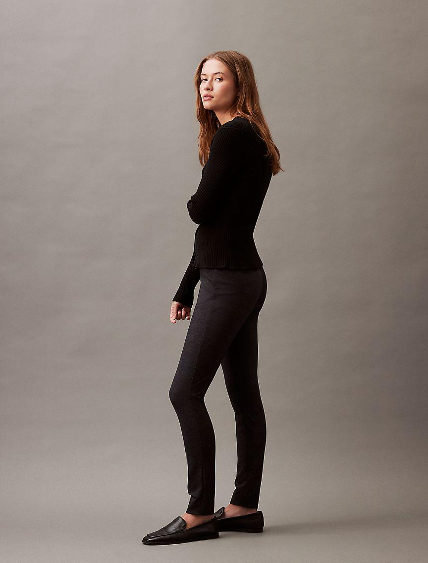 Ponte Solid Skinny Fit Pants Product Image