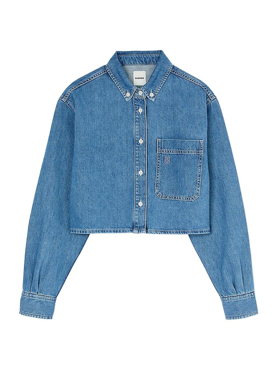 Womens Denim Cropped Shirt Product Image