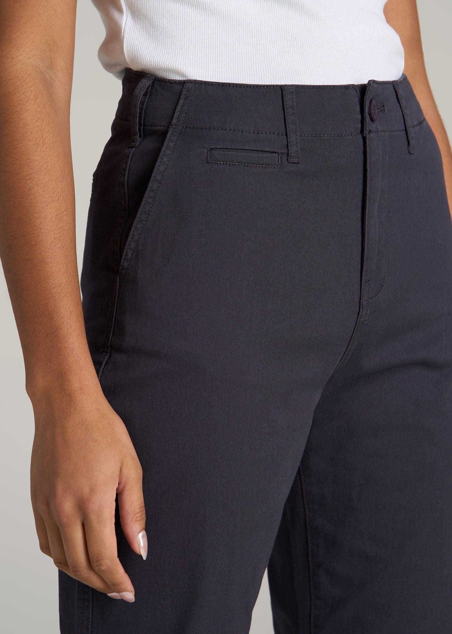 High Rise Tapered Chino Pants for Tall Women in Washed Black Female Product Image