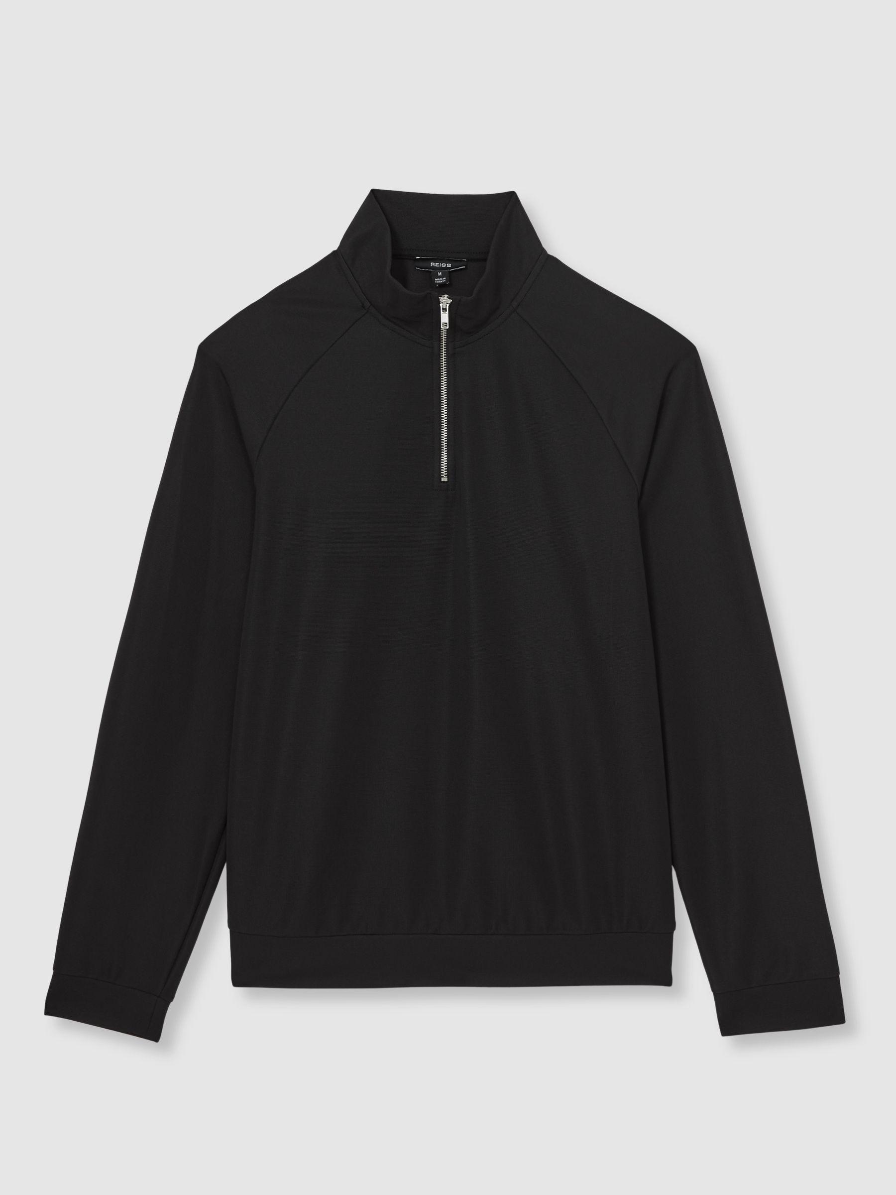 Half-Zip Funnel-Neck Sweatshirt in Black Product Image