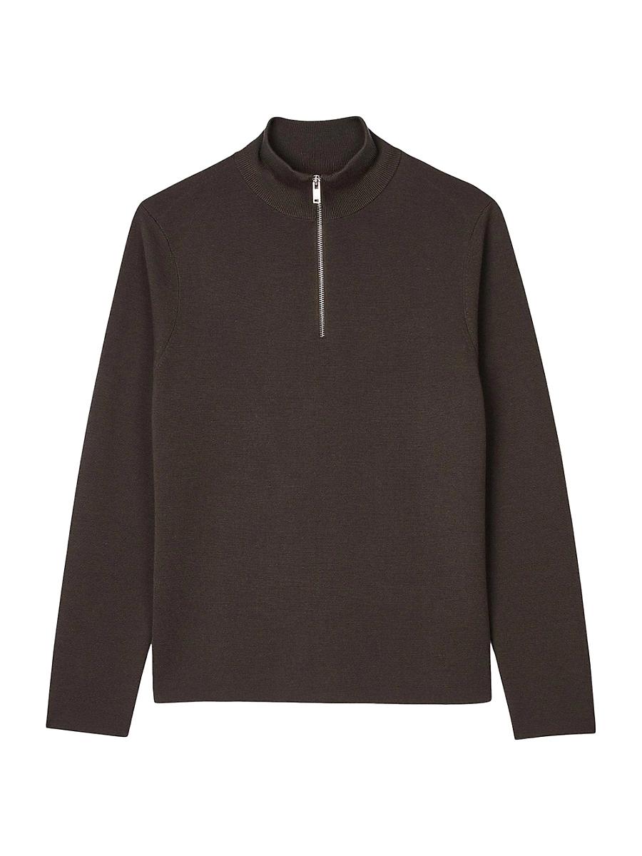 Mens Wool Sweater with Zipped Collar Product Image