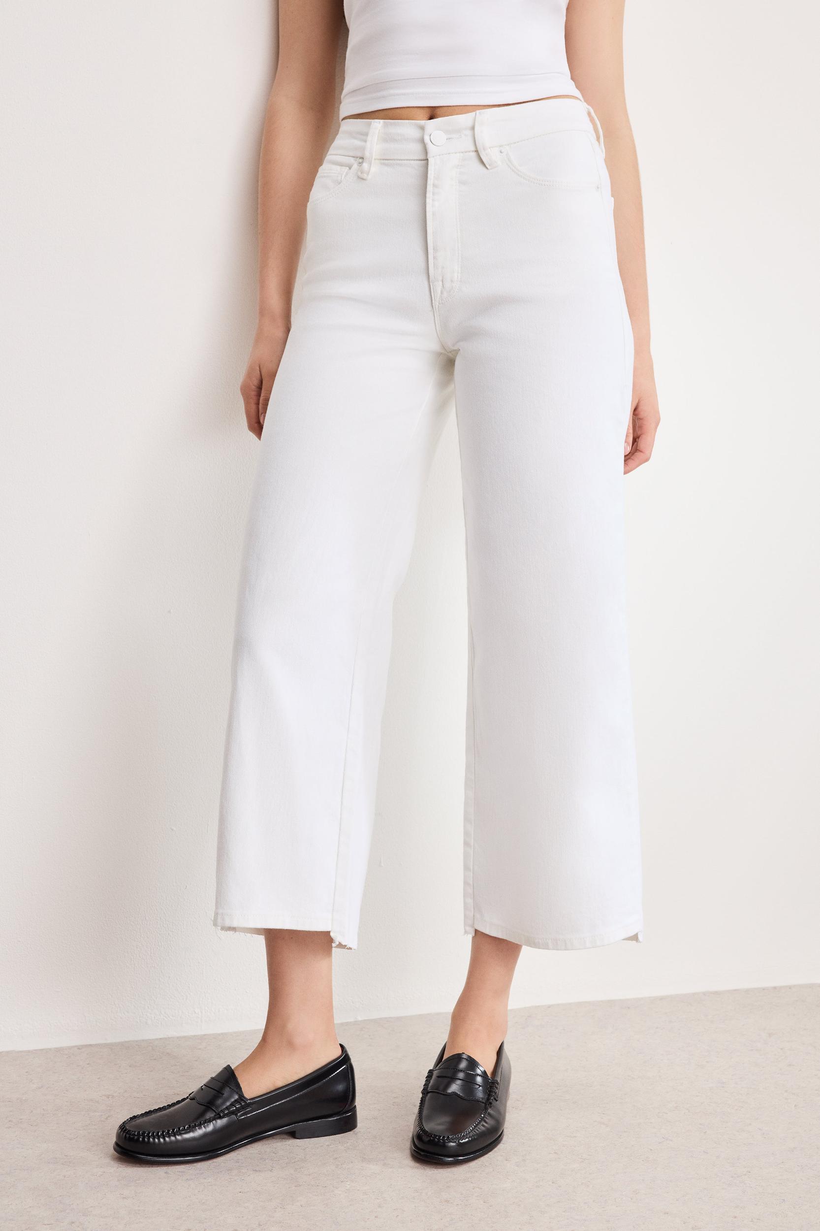 GOOD WAIST CROPPED PALAZZO JEANS | WHITE001 Product Image