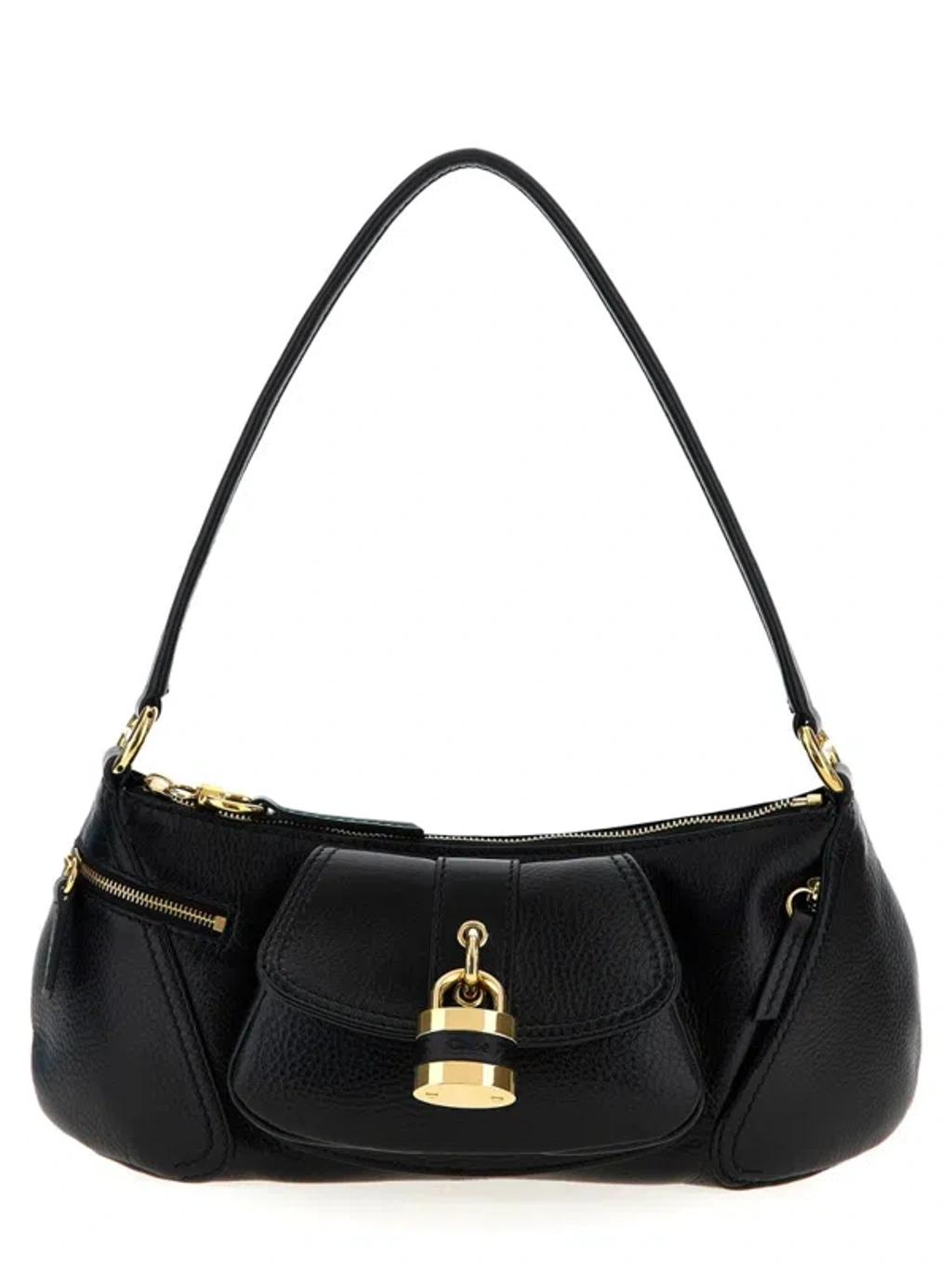 CHLOÉ The 99 Embellished Textured-leather Shoulder Bag In Black Product Image