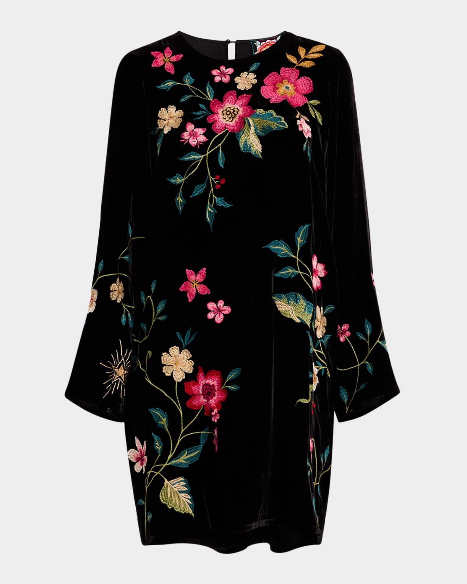 Rhoda Floral-Embroidered Shift Dress Product Image