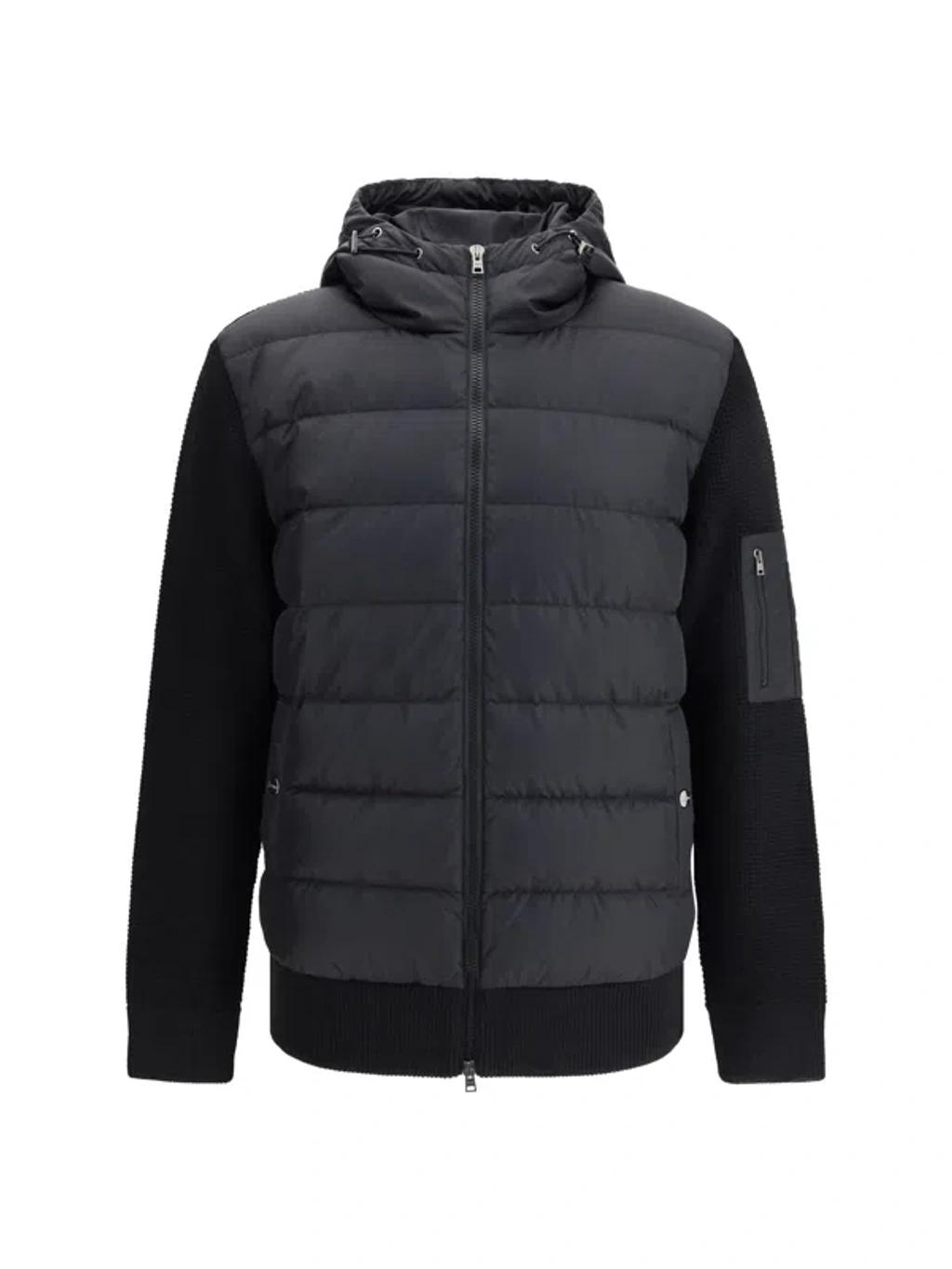 HERNO Padded Bomber Jacket With Wool Sleeves Clothing In Black Product Image