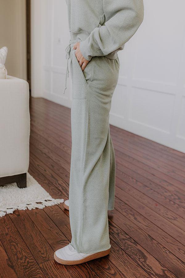 Cozy Lifestyle High Waist Vintage Wash Pants in Sage Product Image