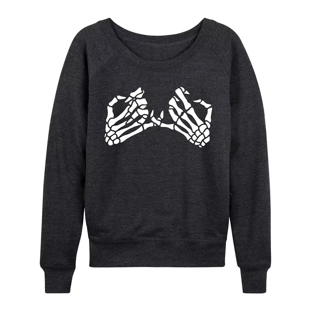 Women's Pinky Promise Skeletons French Terry Long Sleeve Tee,  Product Image