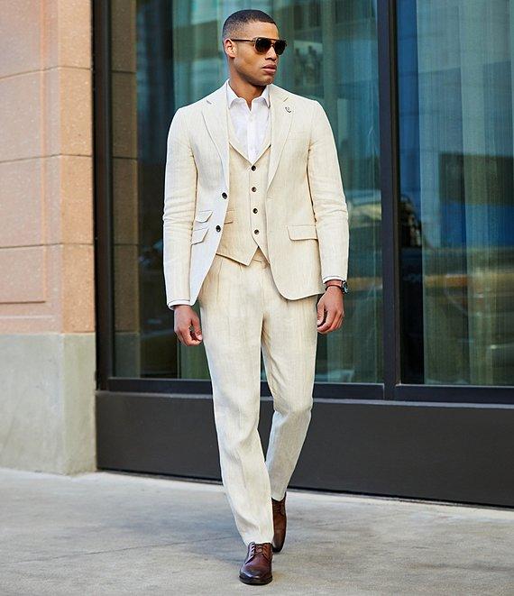 Murano Baird McNutt Linen Slim Fit Stripe Blazer Product Image