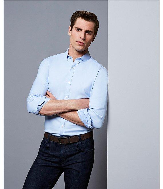 Murano Wardrobe Essentials Slim-Fit Solid Twill Long-Sleeve Woven Shirt Product Image