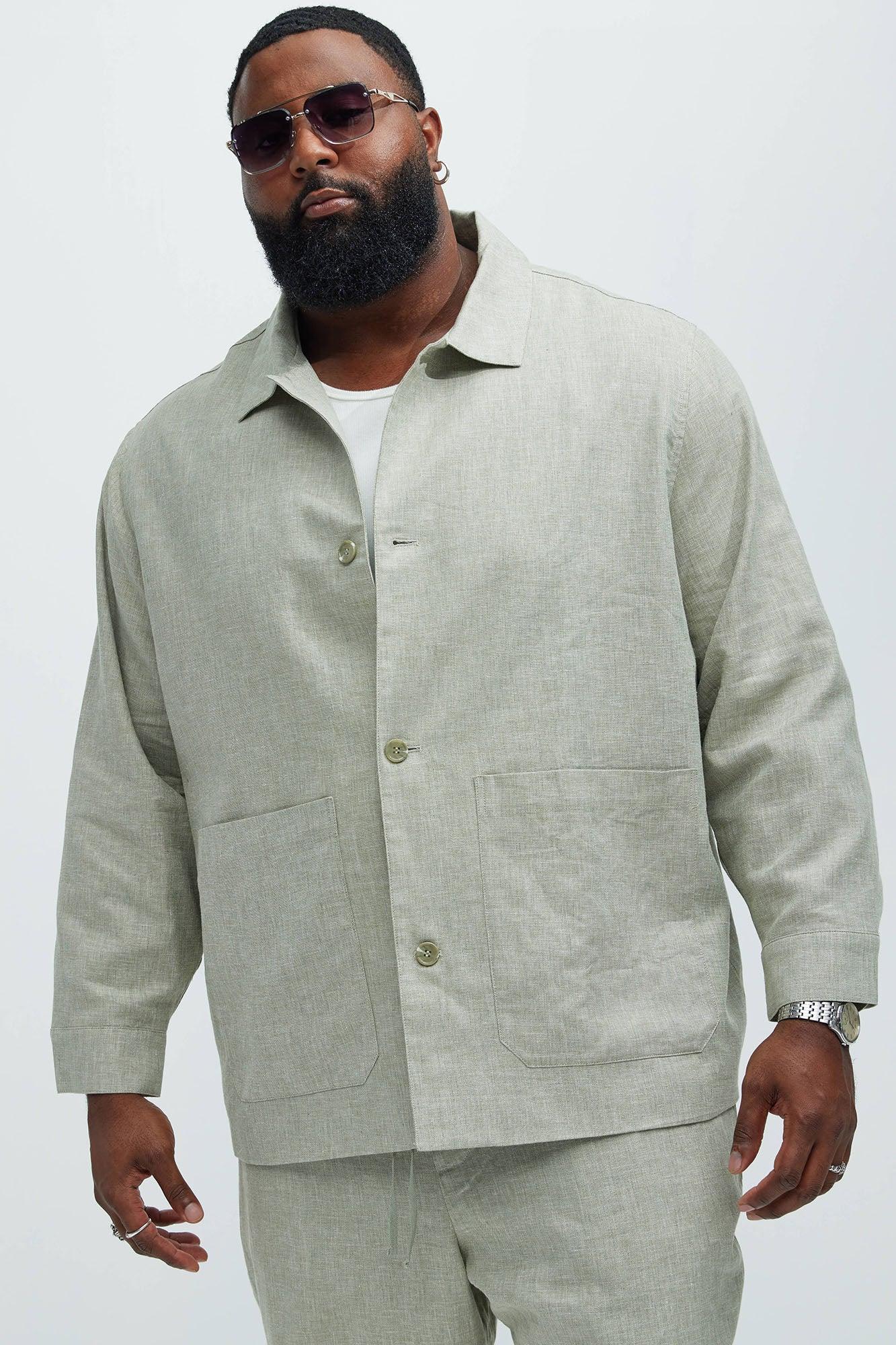 Bahamas Linen Chore Jacket - Green Product Image