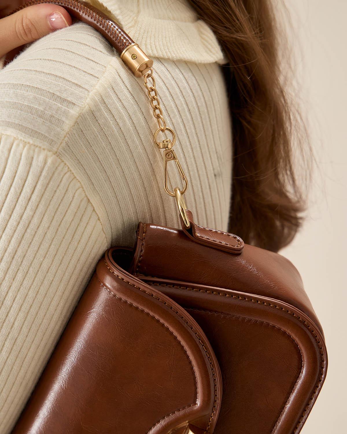 Brown Metal Buckle Flap Bag Product Image