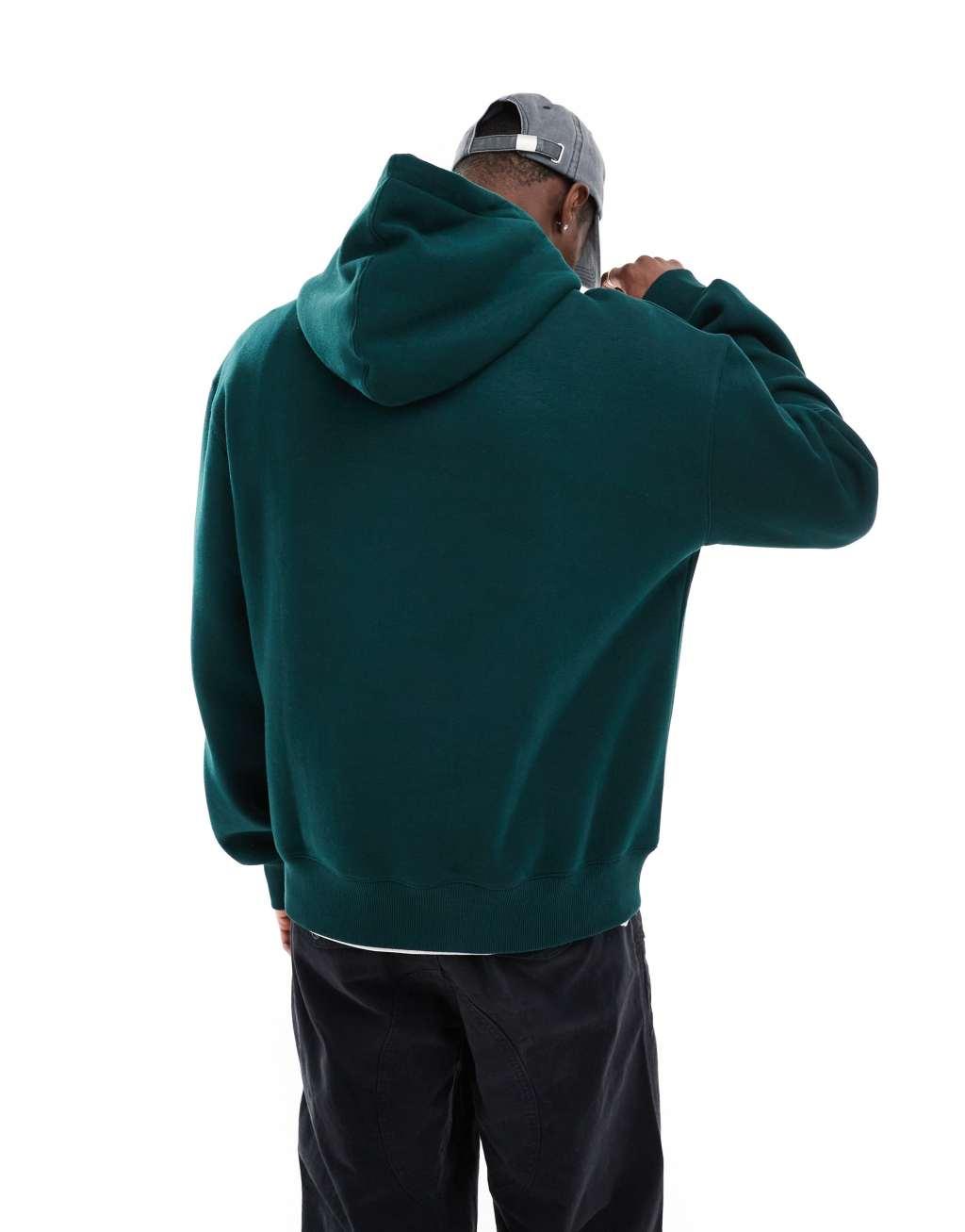Bershka basic hoodie in bottle green Product Image