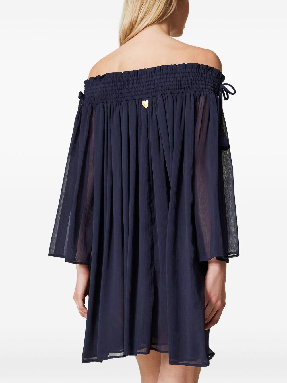 off-shoulder tassel mini dress Product Image