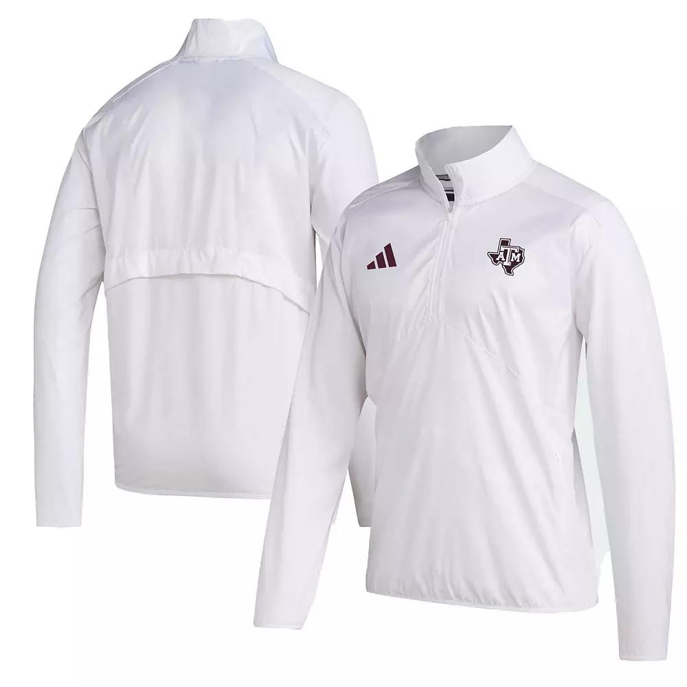 Men's adidas White Texas A&M Aggies Sideline AEROREADY Raglan Sleeve Quarter-Zip Jacket,  Product Image