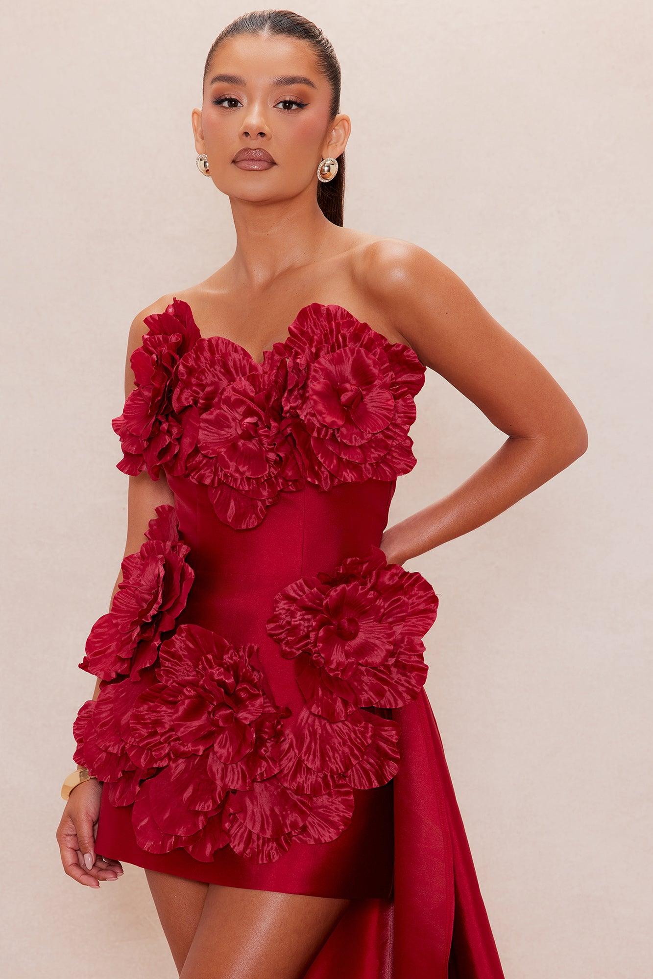 Dara Draped Taffeta Mini Dress - Red Female Product Image