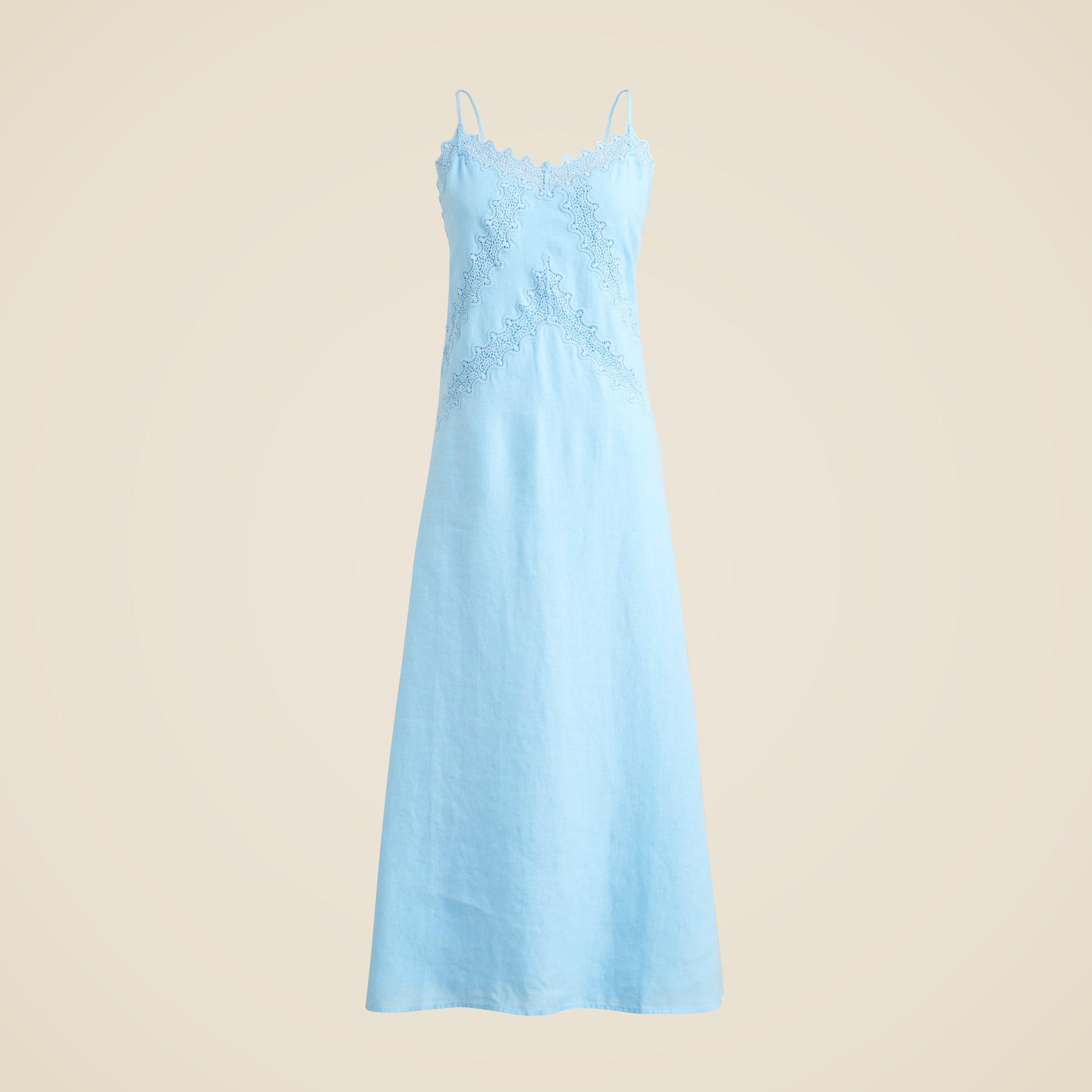 Lace-trim slip dress in linen Product Image
