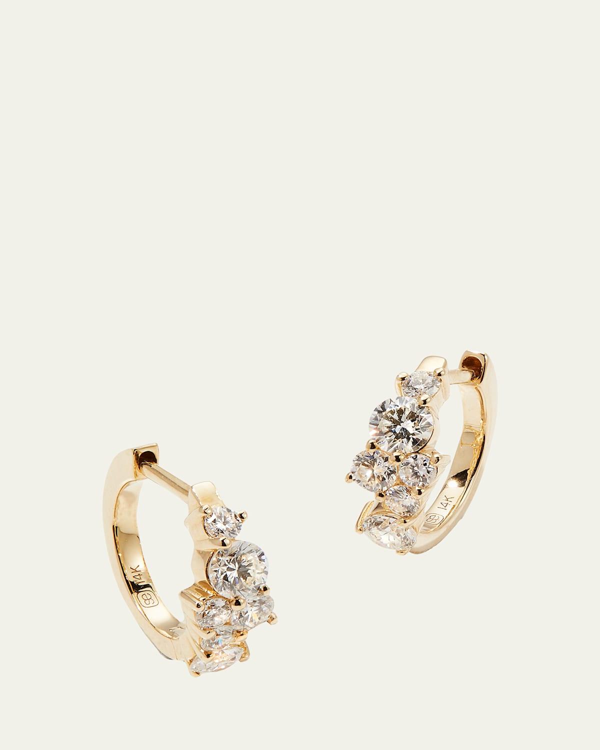 Womens 14K & Diamond Small Bar Cocktail Huggie Hoop Earrings Product Image