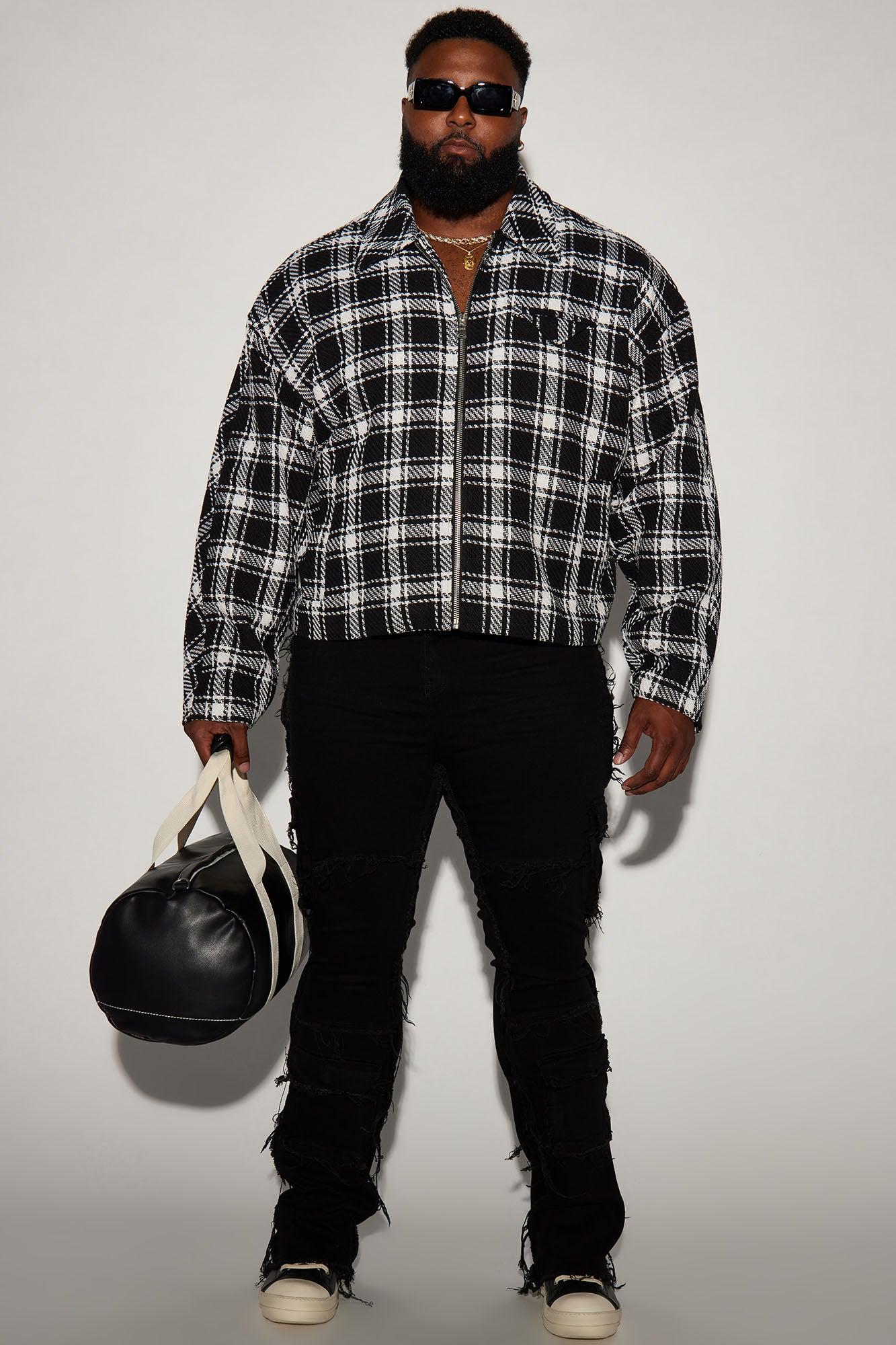 Fitch Tweed Plaid Cropped Jacket - Black/combo Product Image
