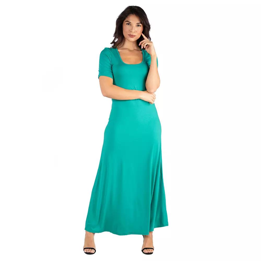 Women's 24seven Comfort Apparel Scoopneck Maxi Dress,  Product Image