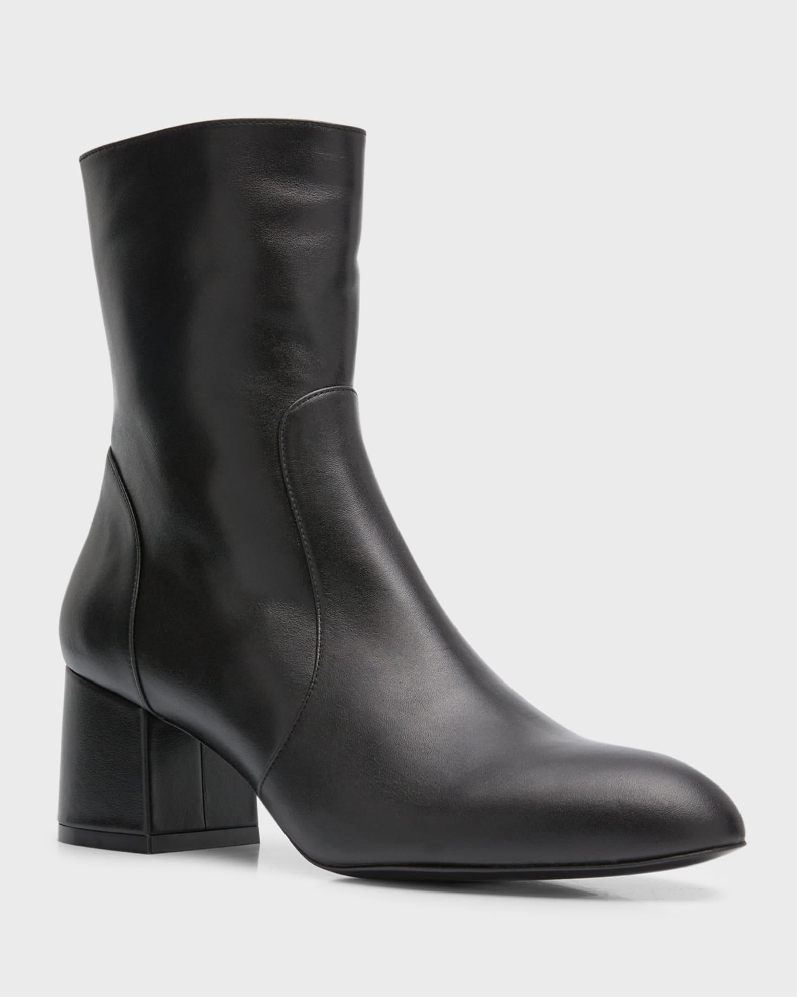 Flareblock Leather Zip Ankle Booties Product Image
