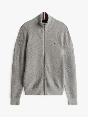 Textured Stitch Zip Mockneck Cardigan Product Image