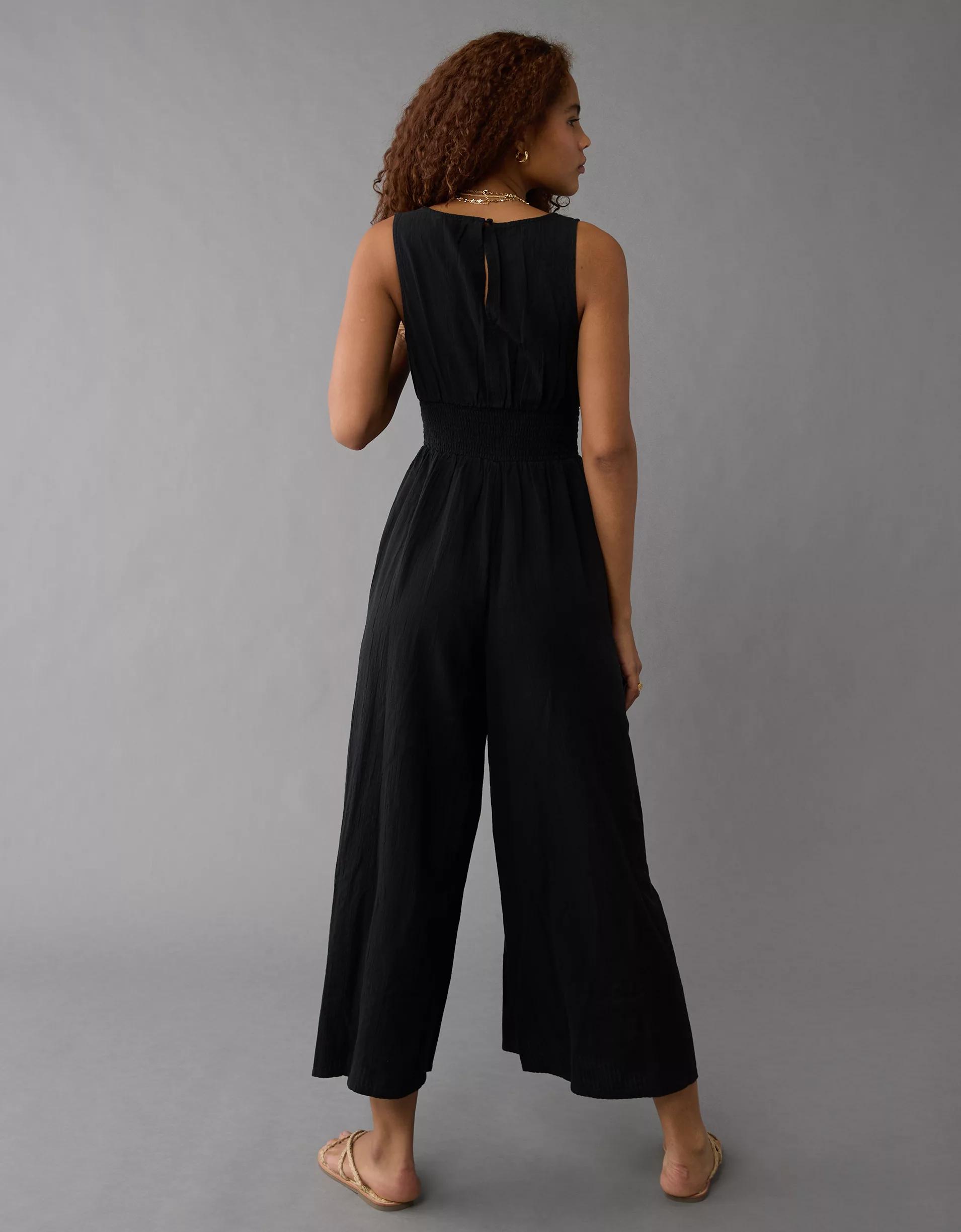 AE Smocked V-Neck Jumpsuit Product Image