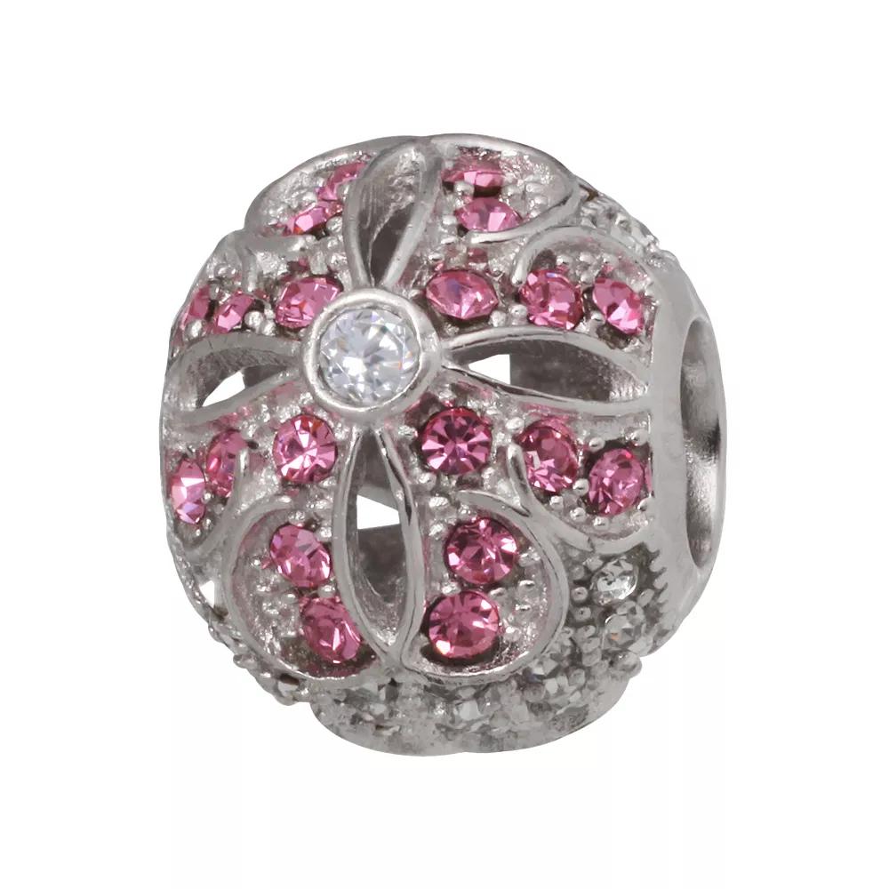 Individuality Beads Sterling Silver Crystal & Cubic Zirconia Flower Bead, Women's, Pink Product Image