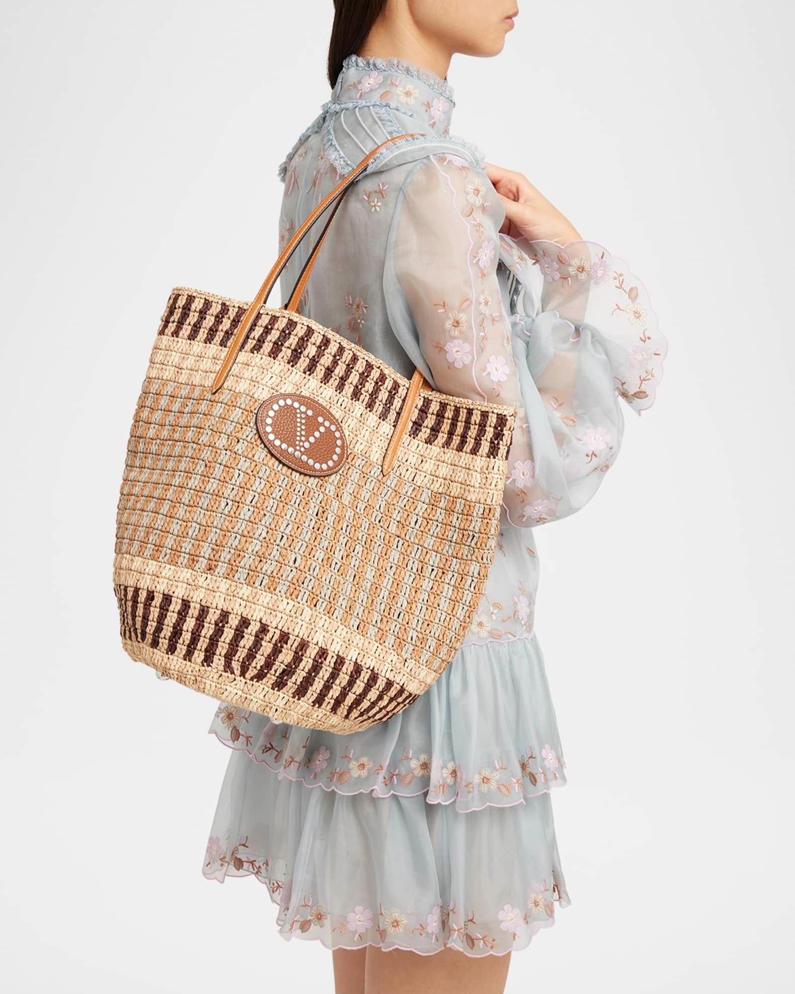 VLOGO Signature Crochet Straw Tote Bag Product Image
