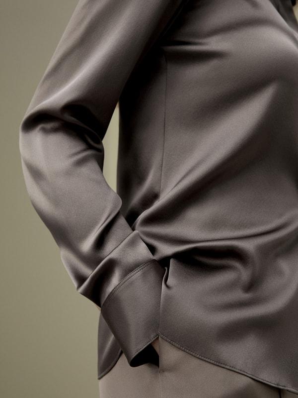 LILYSILK Silk Shirt Women - Black Natural Silk - Gorgeous Hidden Placket Tops XS Product Image