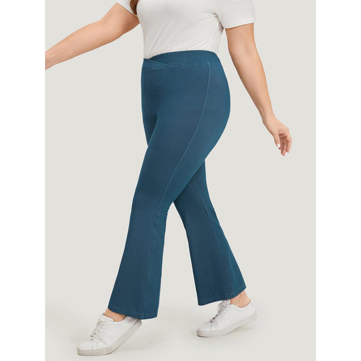 Plus Size Supersoft Essentials Solid High Rise Moderately Stretchy Jeans Women Blue Casual Plain Plain Medium stretch Side seam pocket Jeans BloomChic 20/2X Product Image