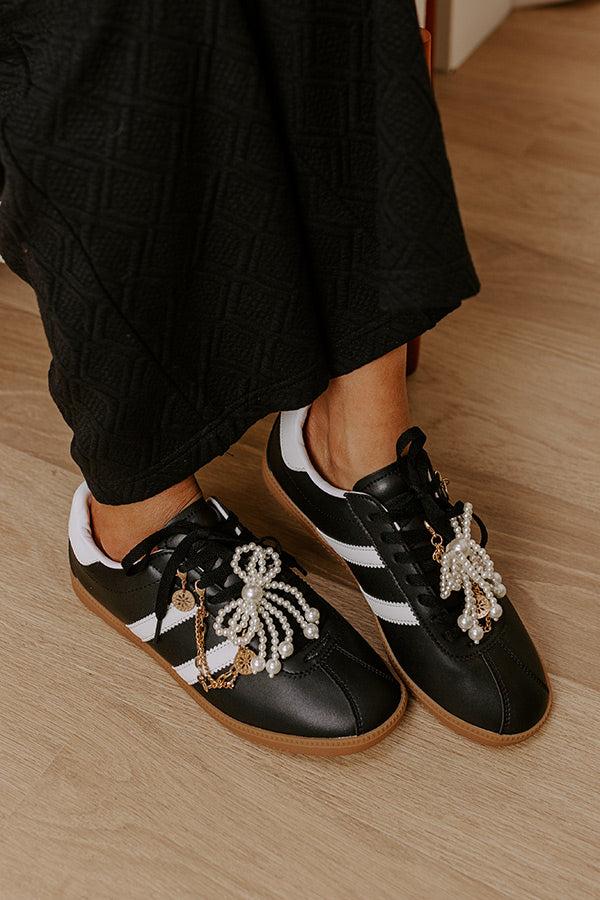 The Kimber Faux Leather Charm Sneakers in Black Product Image