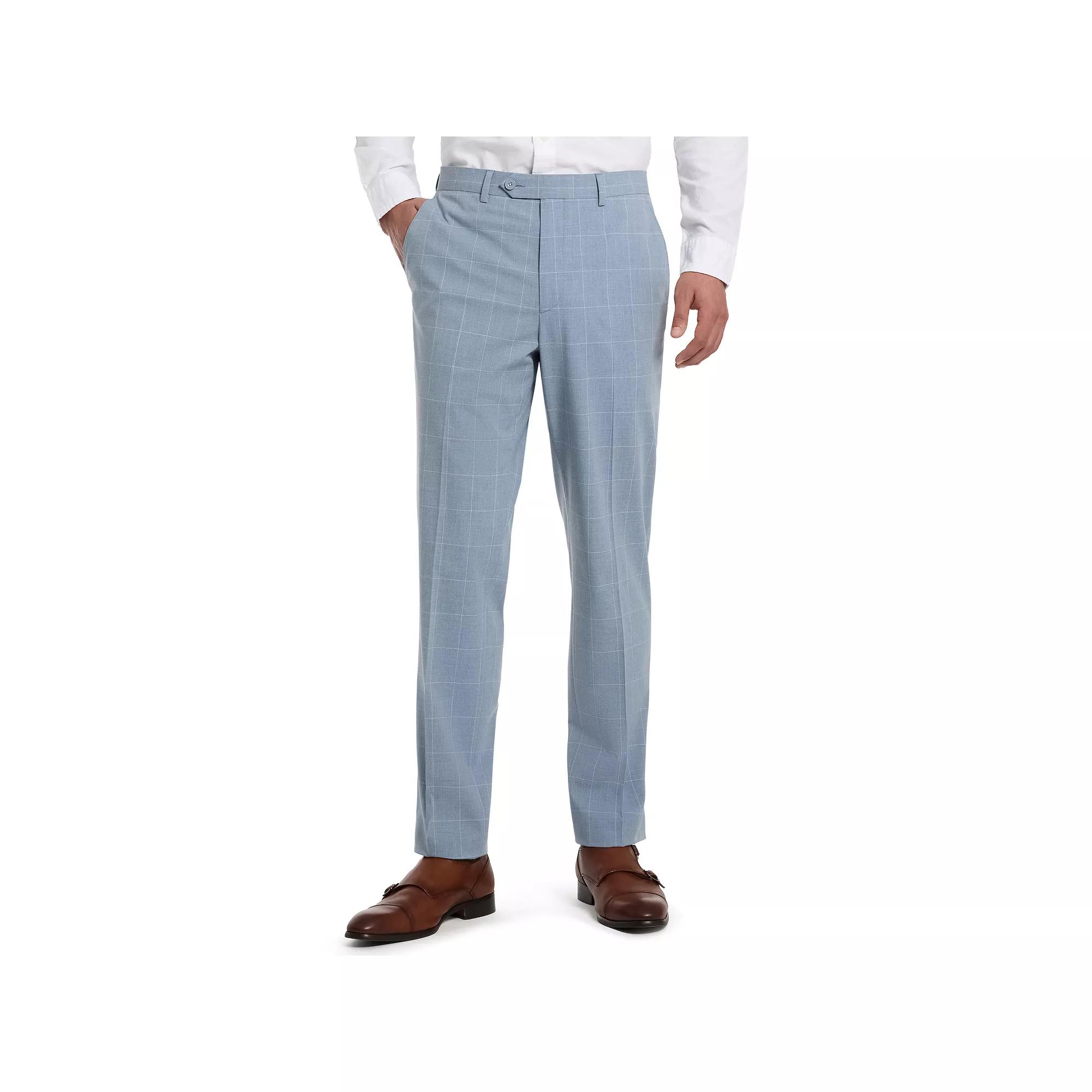 Men's Ben Sherman Slim Stretch Suit Pants, Size: 33X32, Light Blue Windowpane Product Image