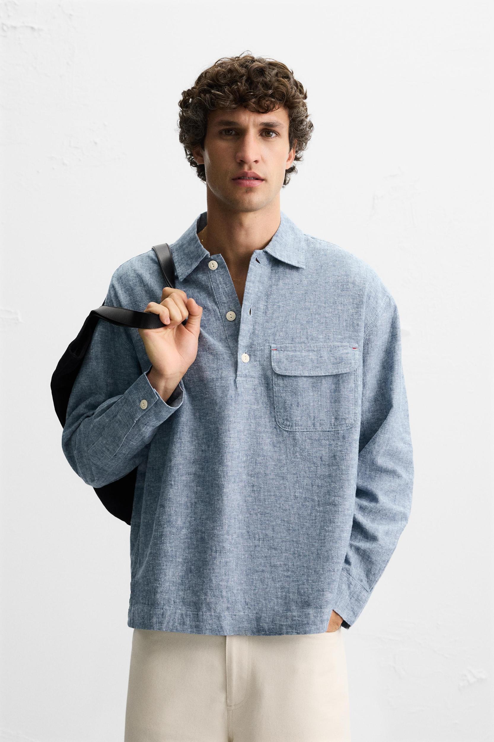 LINEN - COTTON POLO SHIRT Product Image