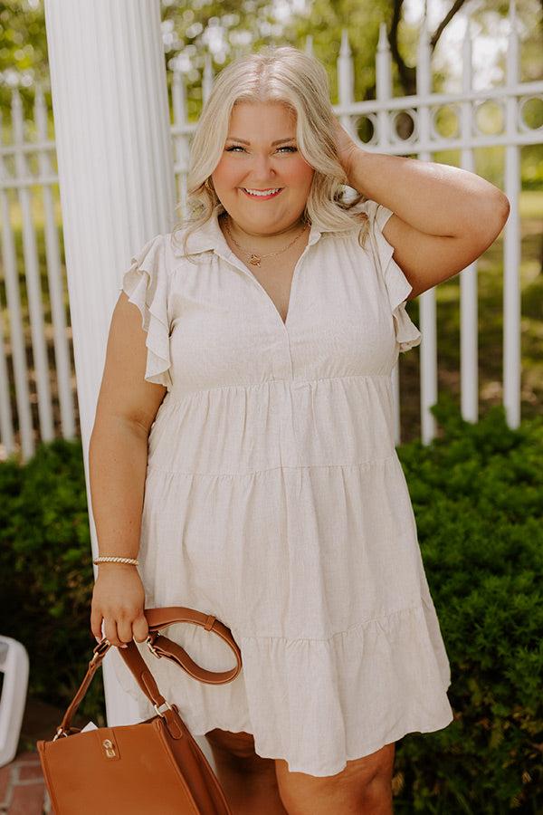 Newsworthy Style Linen-Blend Babydoll Dress In Stone Curves Product Image