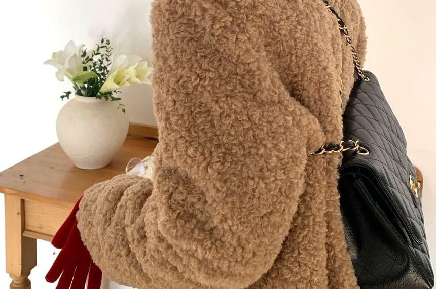 Round Neck Fleece Coat Product Image