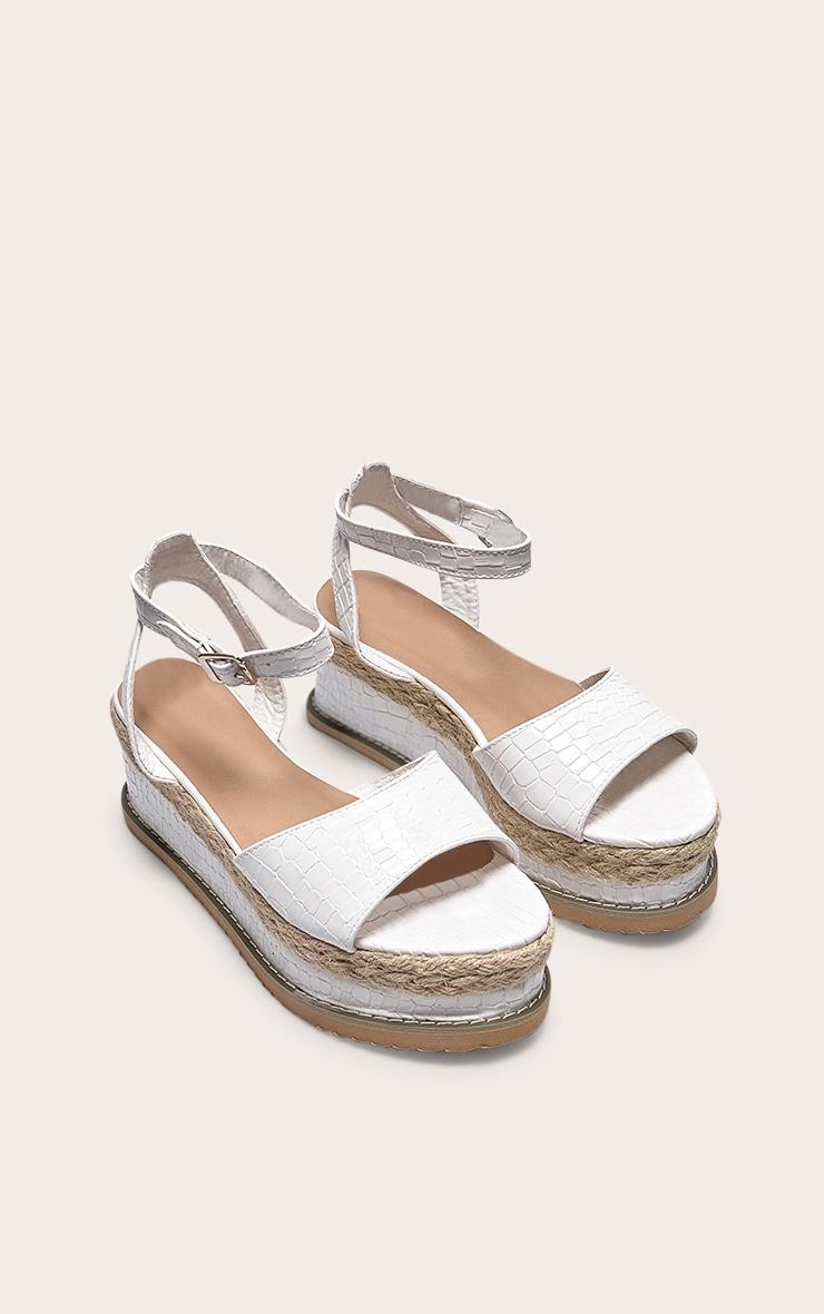White Croc Faux Leather Flatform Sandal Product Image