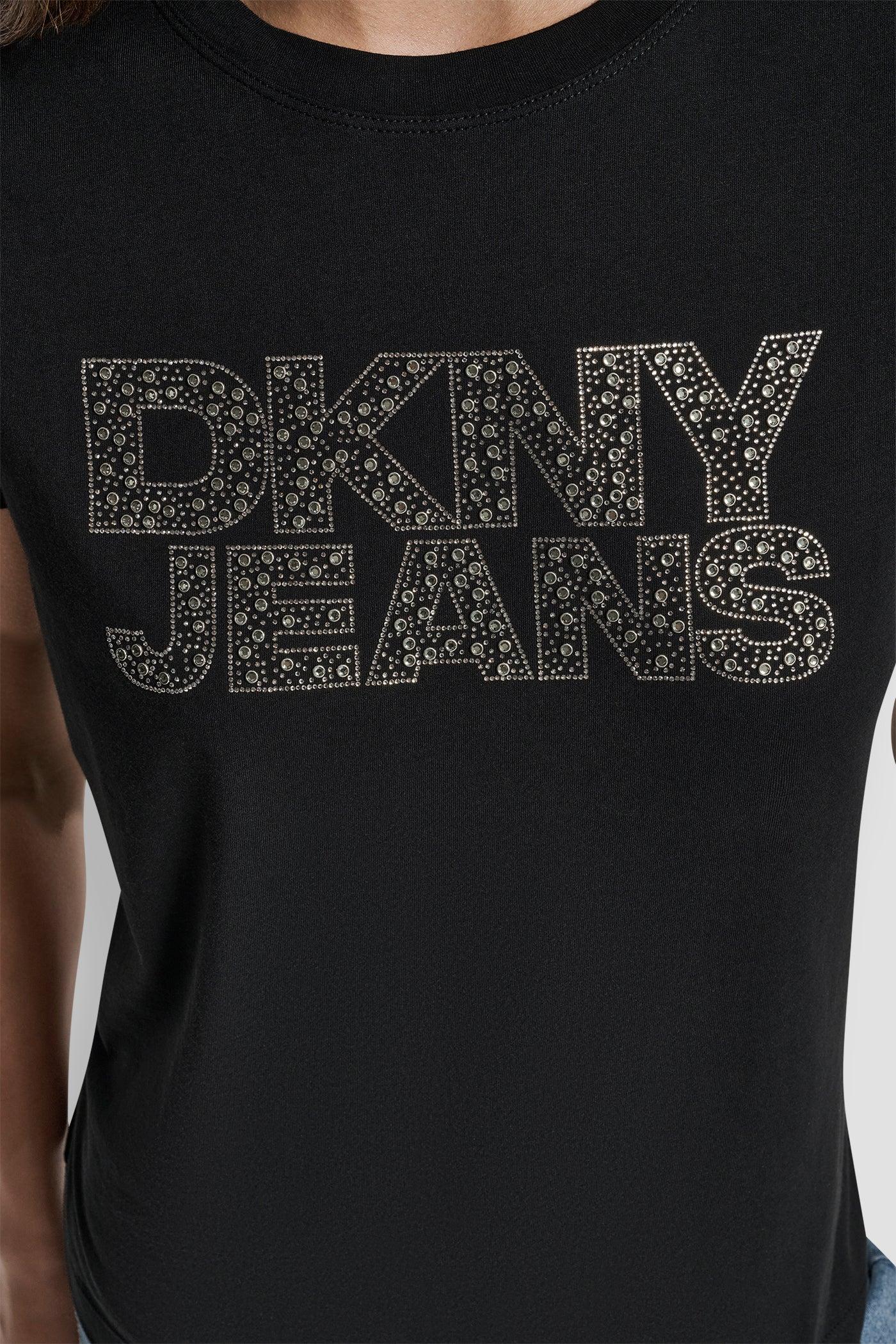 DKNY JEANS STACKED MINI RHINESTONE LOGO CREW NECK Product Image