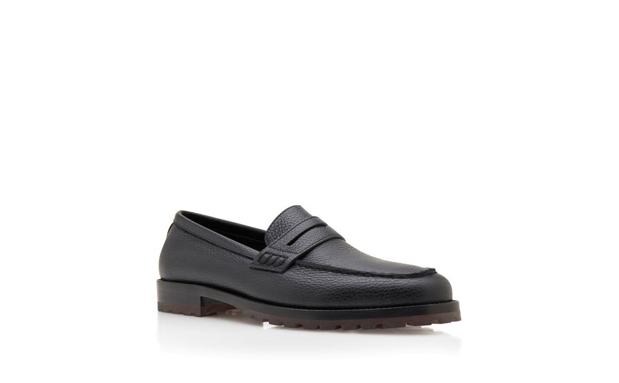 RANDY Black Calf Leather Penny Loafers Product Image