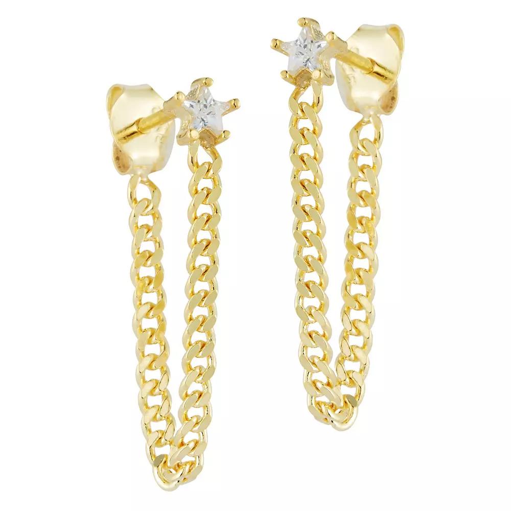 Sunkissed Sterling Cubic Zirconia Curb Chain Drop Earrings, Women's, Gold Tone Product Image