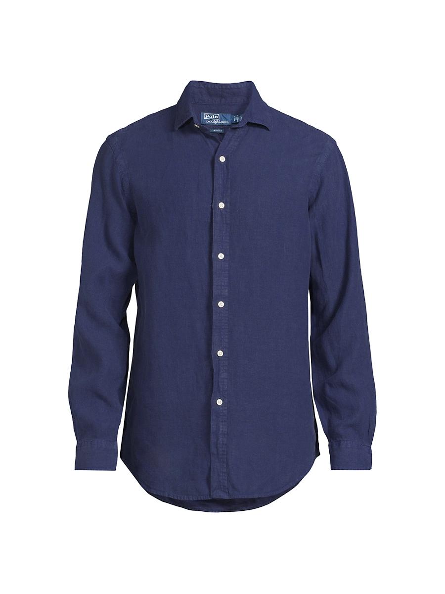 Mens Classic-Fit Linen Shirt Product Image