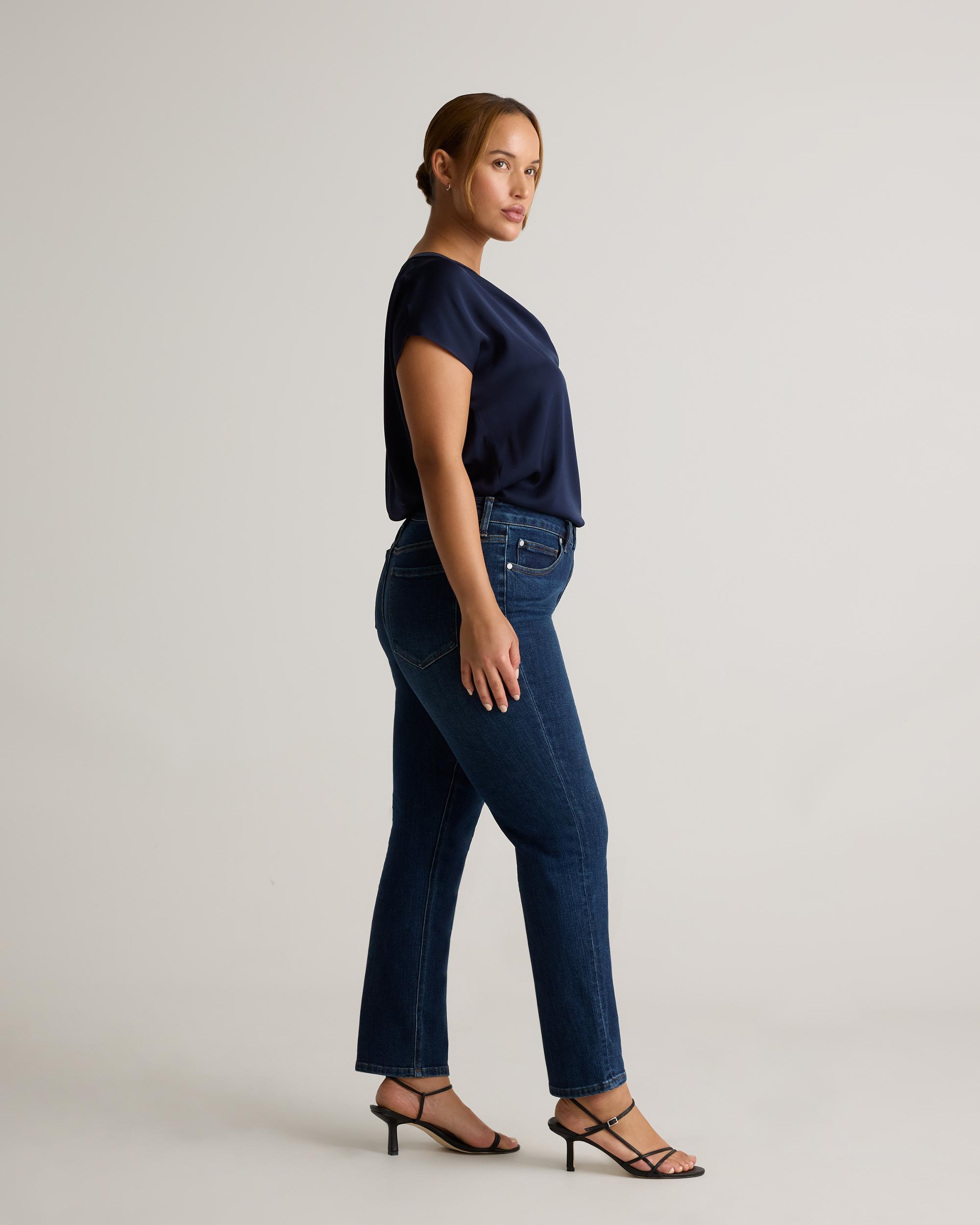 Quince | Women's Luna Stretch Slim Straight Jeans Organic Cotton Product Image
