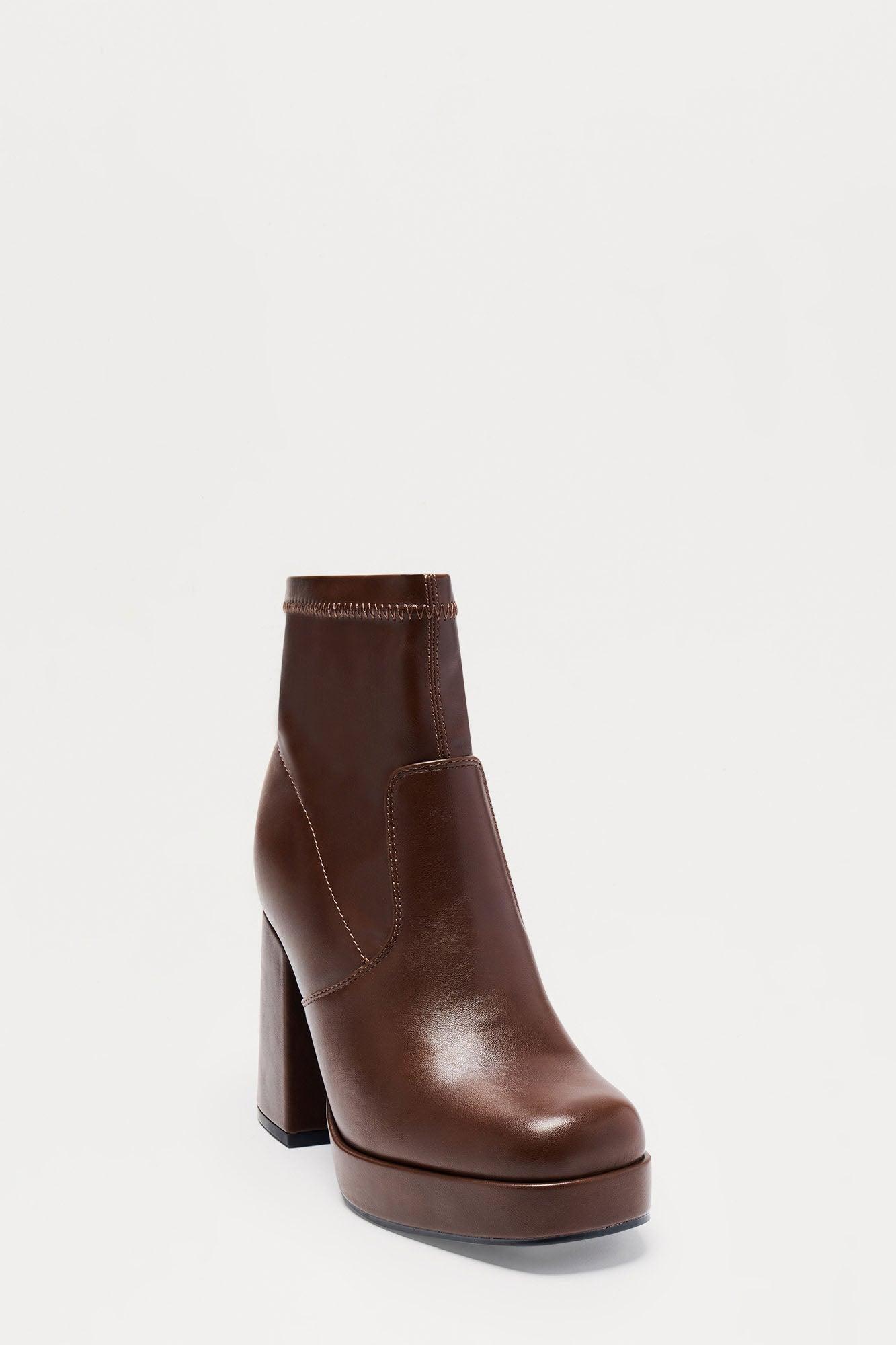 Rebel Platform Booties - Brown Female Product Image
