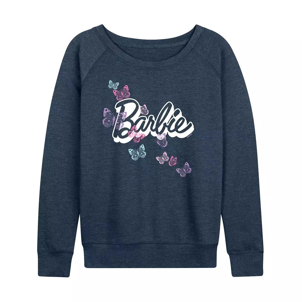 Women's Barbie® Butterfly Logo French Terry Long Sleeve Tee, Girl's,  Product Image