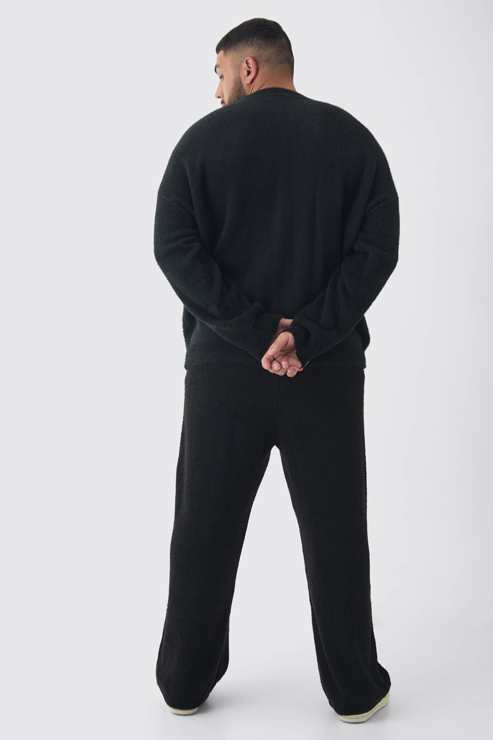 Plus Fluffy Knit Relaxed Fit Sweatpants | boohooMAN USA Product Image