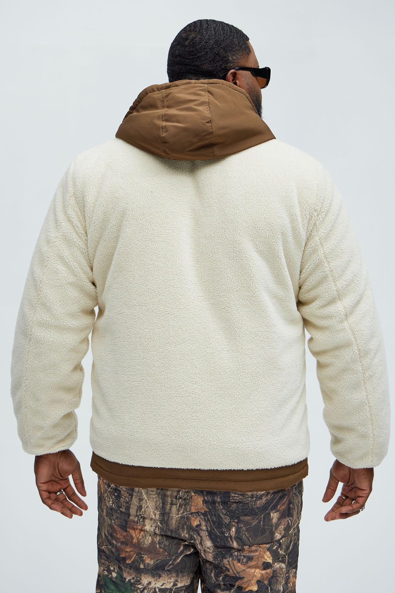 Theodore Midweight Teddybear Sherpa Jacket - Beige/Brown Product Image