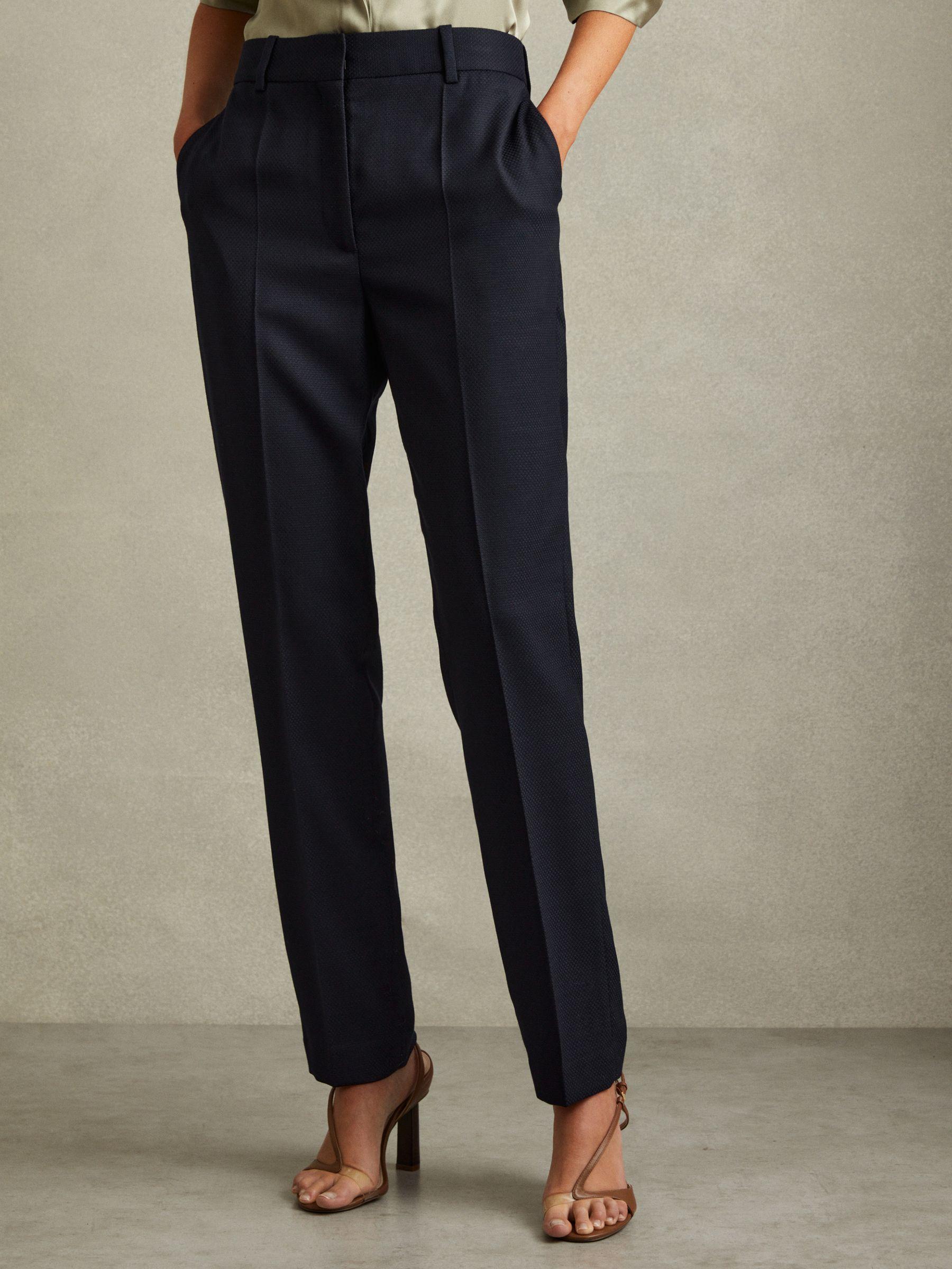 Petite Textured Slim Fit Suit Trousers in Navy Product Image
