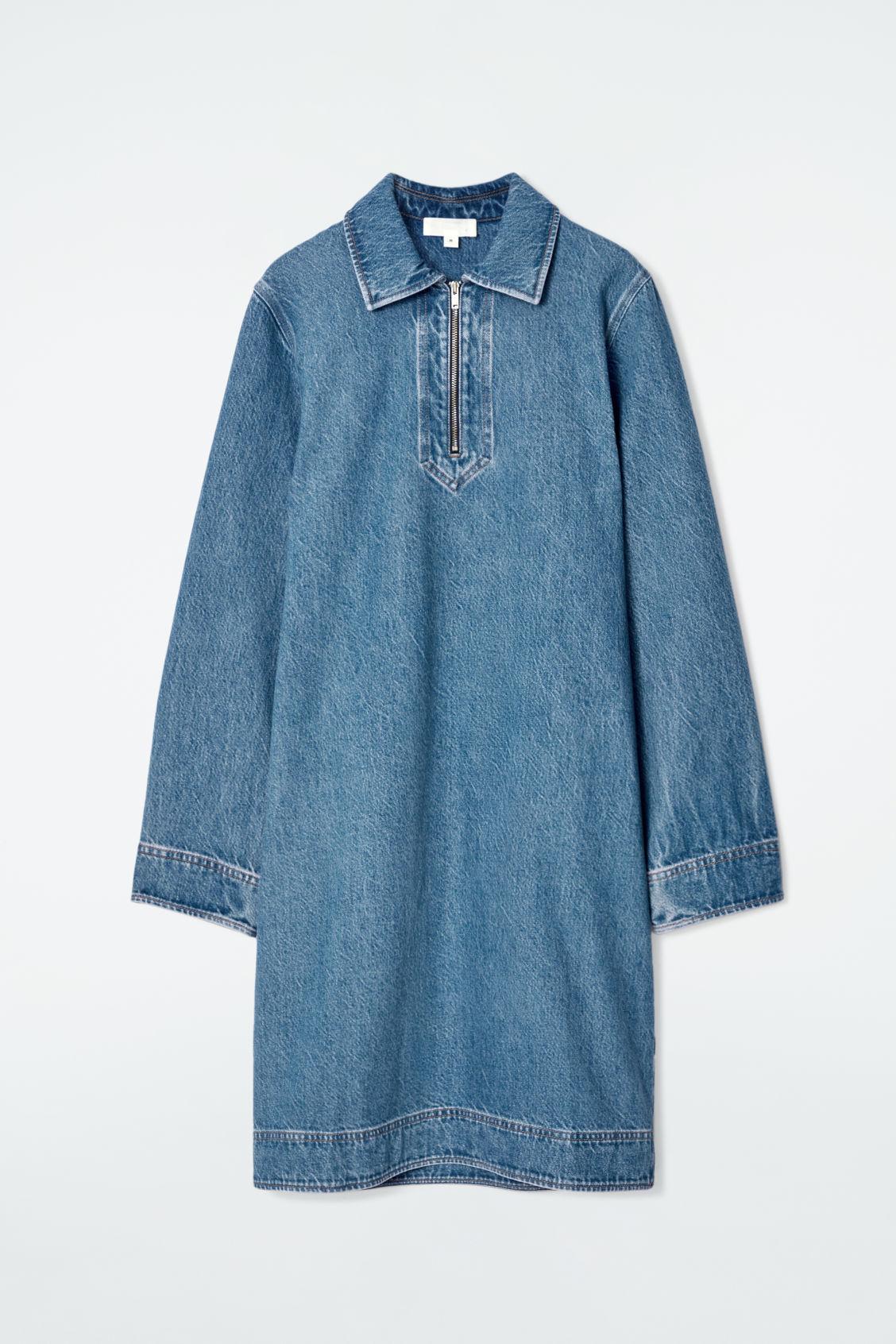 DENIM HALF-ZIP DRESS Product Image