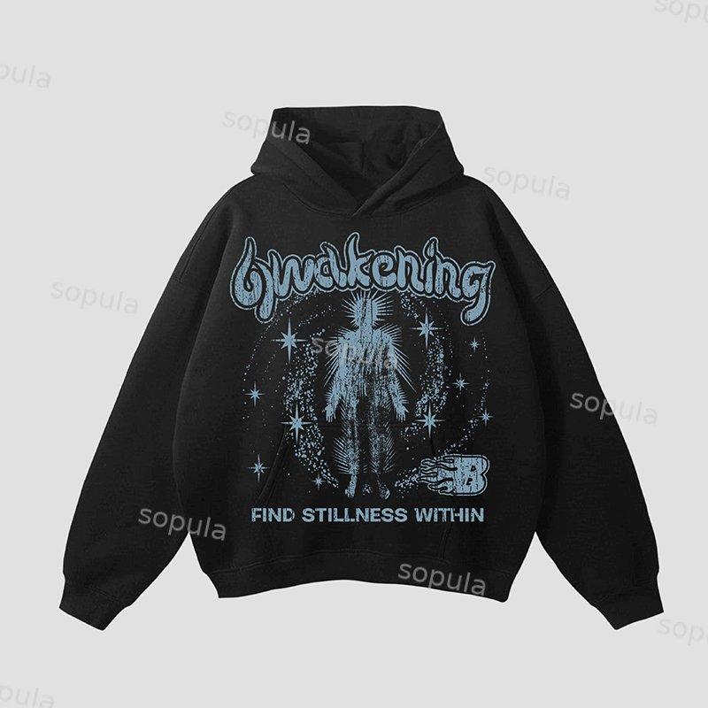 Unisex Men's Awakening Retro Old Graphics Pocket Hoodie Product Image