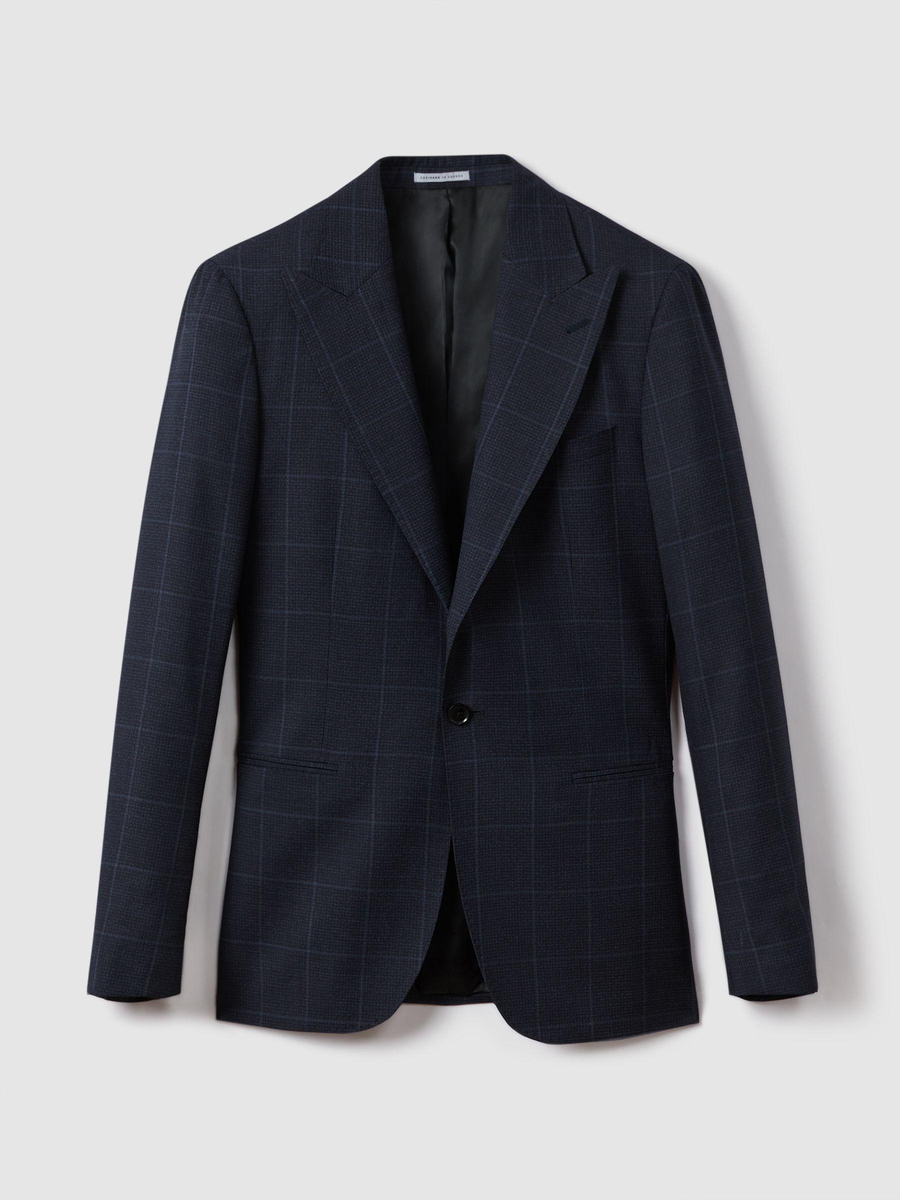 Klink Navy Wool Check Single Breasted Slim Fit Blazer Product Image